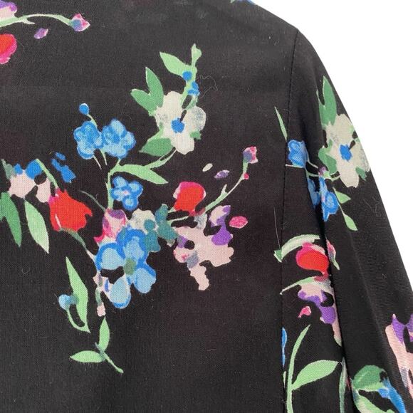 Maeve Anthropologie Aveiro Flutter Sleeve Floral Black Women's Top Blouse Large - Picture 9 of 10